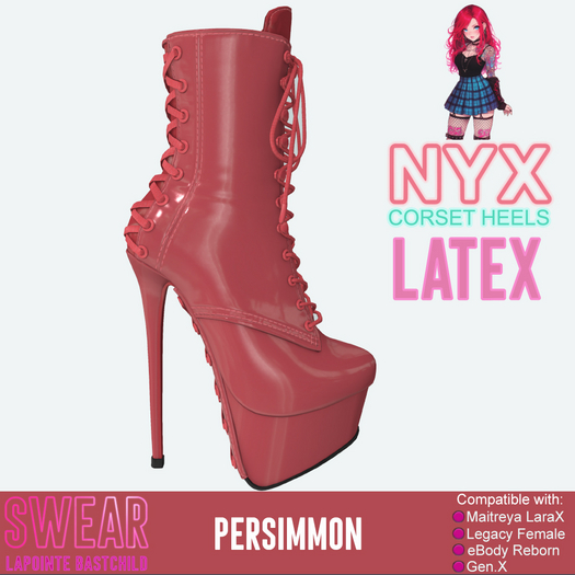 Heels - Nyx Corset LATEX PERSIMMON