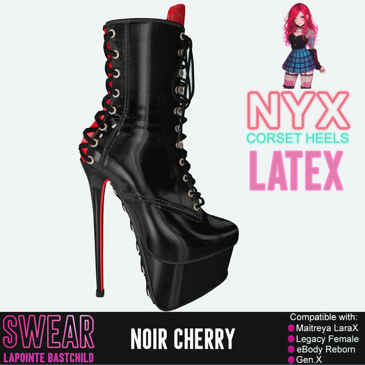 Heels - Nyx Corset LATEX NOIR CHERRY