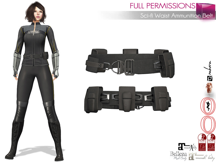Full Perm Military Tactical Sci-fi Ammunition Belt for Maitreya 5.3 LaraX Ebody Reborn Legacy Belleza Slink Classic