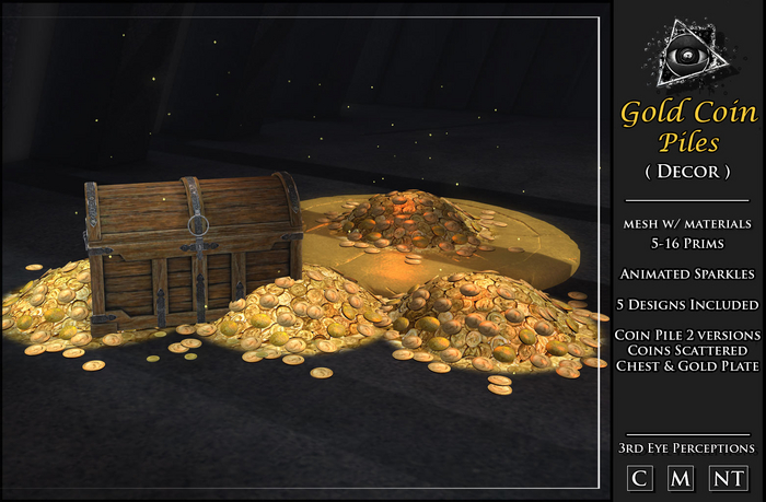 Gold Coin Piles Decor Set