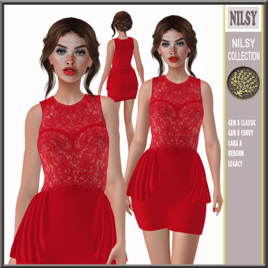 RED LACED PEPLUM DRESS