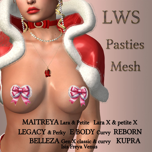 "LWS" Pasties - Mesh PINK BOW