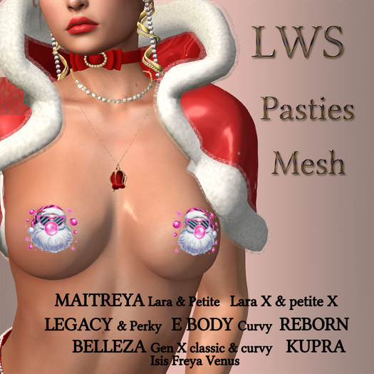 "LWS" Pasties - Mesh HAPPY SANTA