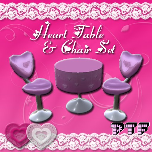 PTF Heart Round Table And Chair Set FALLING HEARTS *VALENTINE'S DAY*