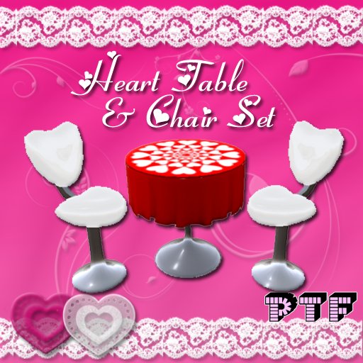 PTF Heart Round Table And Chair Set RED CIRCLE HEARTS *VALENTINE'S DAY*