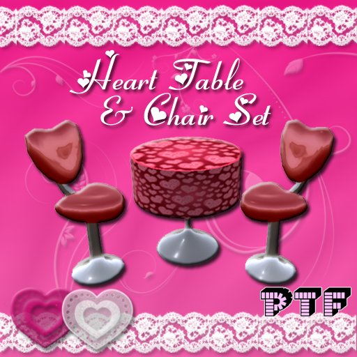 PTF Heart Round Table And Chair Set RED&PINK *VALENTINE'S DAY*