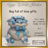 MW blue bag full of gifts