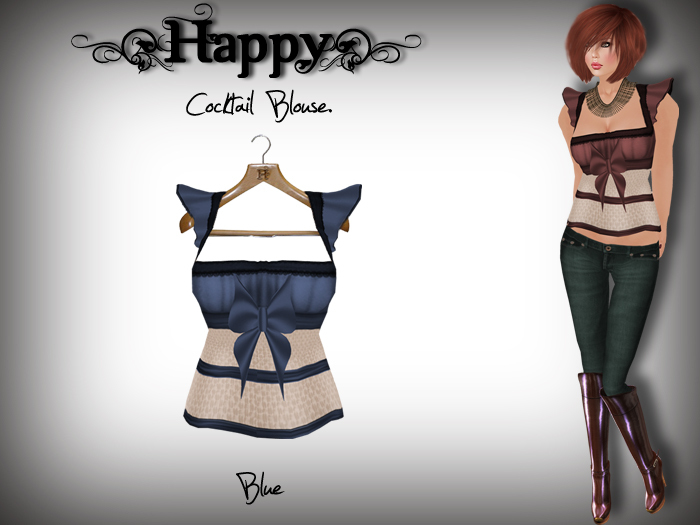 {Happy} Cocktail Blouse (Blue)