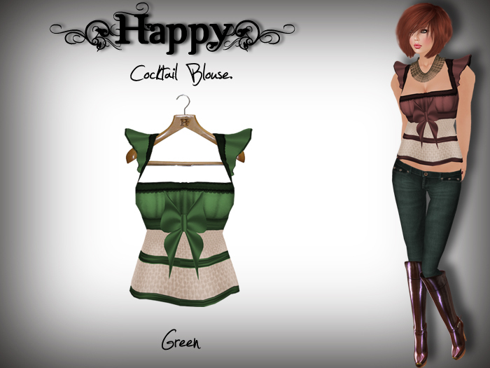 {Happy} Cocktail Blouse (Green)