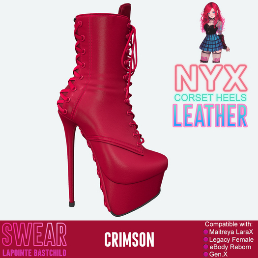 Heels - Nyx Corset LEATHER CRIMSON