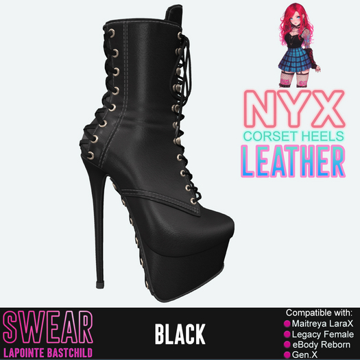 Heels - Nyx Corset LEATHER BLACK