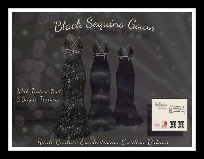 Black Sequin Gown Texture Change (Wear)