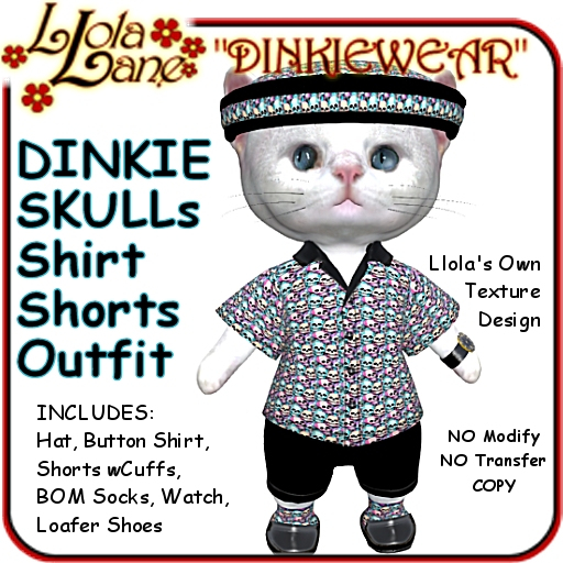 Dinkie tiny DINKIEWEAR skulls ButtonShirt and SHORTSwCuffs Outfit boys boy
