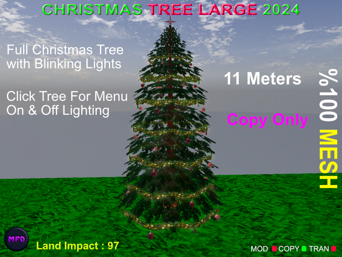 Christmas Pine Tree Large 2024 Standard with Lights