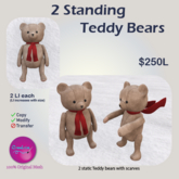 2 Static Standing Teddy Bears by Creatrix Original Mesh