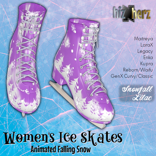 hizNherz Snowfall Lilac Ice Skates (Animated) **MANY MORE COLORS IN-STORE**