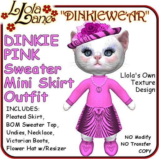 dinkie tiny DINKIEWEAR pink BOM SWEATER/MINI SKIRT OUTFIT