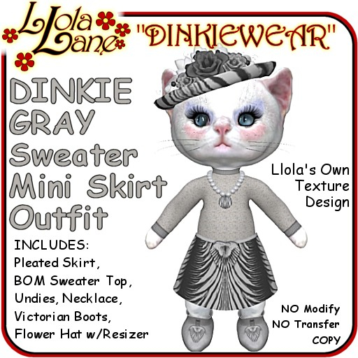 dinkie tiny DINKIEWEAR gray BOM SWEATER/MINI SKIRT OUTFIT