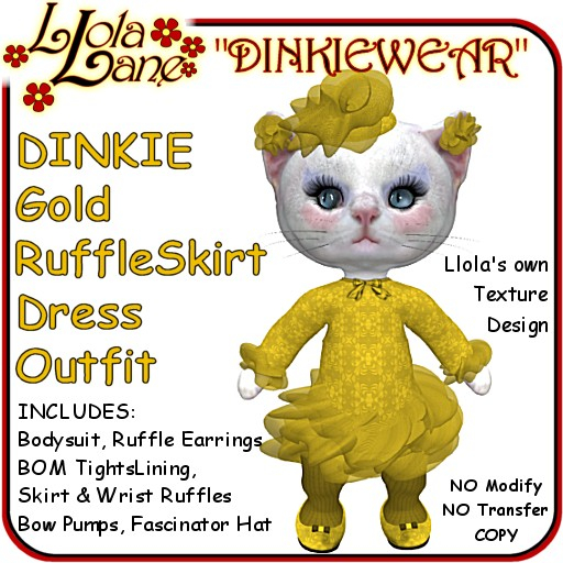 dinkie tiny DINKIEWEAR gold RUFFLED SKIRT DRESS Outfit