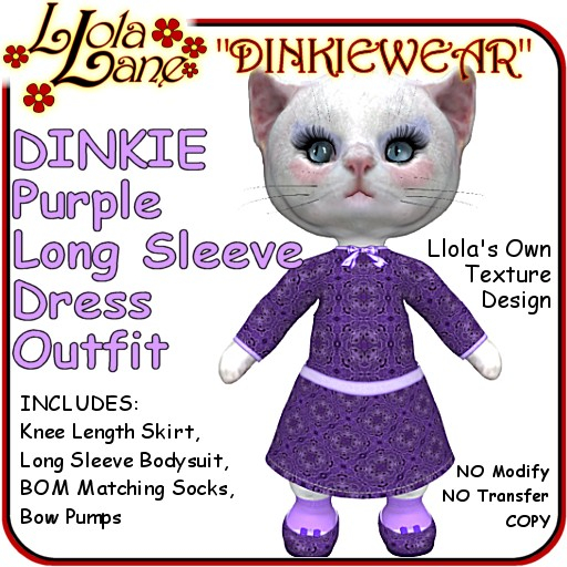 dinkie tiny DINKIEWEAR purple LONG SLEEVE DRESS Outfit
