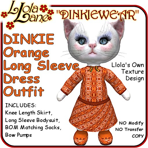 dinkie tiny DINKIEWEAR orange LONG SLEEVE DRESS Outfit