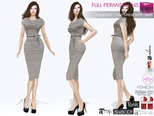 MI961481 Drapped Cowl Dress With Belt FITMESH