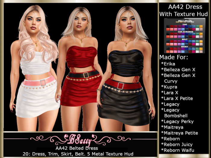 *BSASSY* AA42 BELTED DRESS WITH HUD