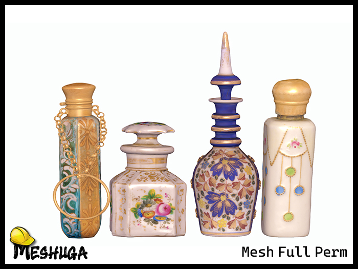 Meshuga Vintage Porcelain Perfume Bottles Pack 3 FULL PERM MESH