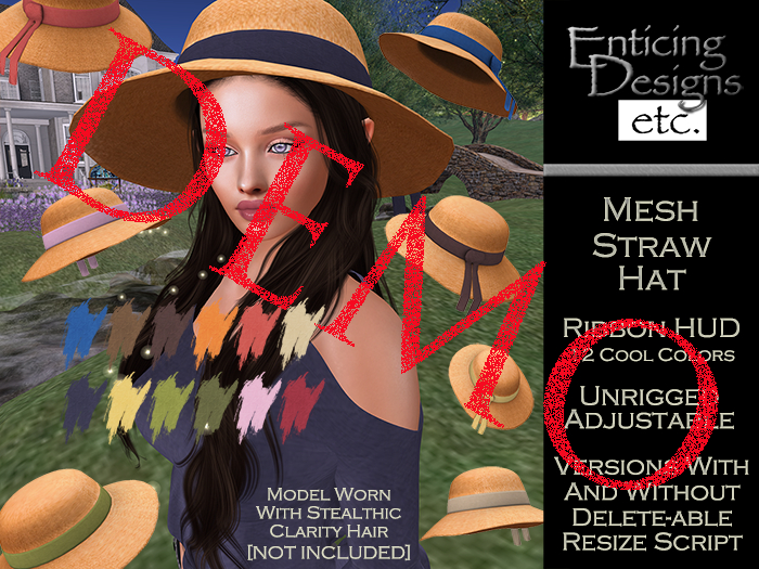 *ED DEMO Straw Hat - 12 Cool Colors