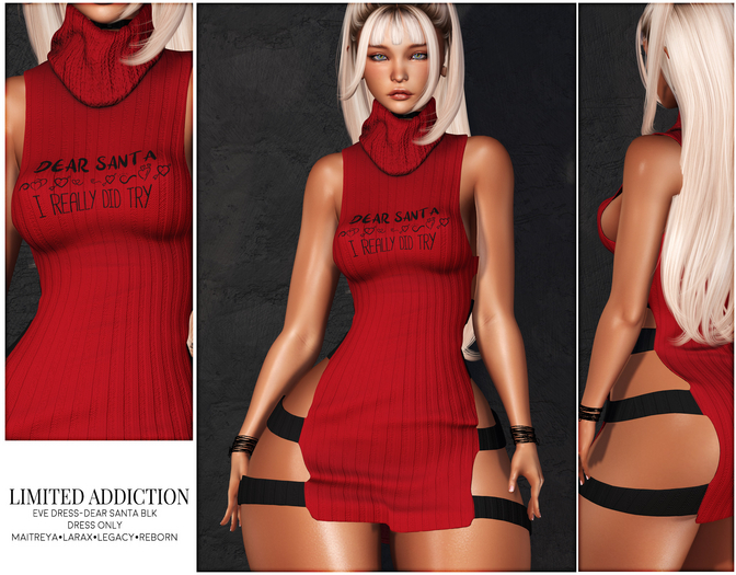 Limited Addiction - Eve Dress Dear Santa BLK