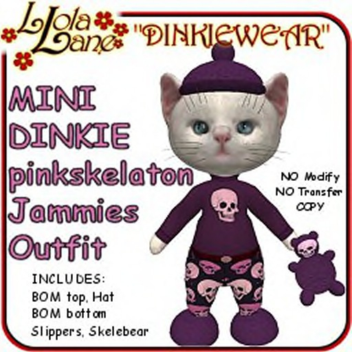 dinkie tiny DINKIEWEAR MINI BABY pinkskeleton BOM JAMMIES OUTFIT Tiny Tinie