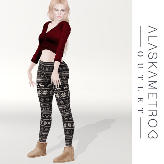 GIFT! a<3 Outlet "Nordica" bakes-on-mesh sweater leggings - Coal black