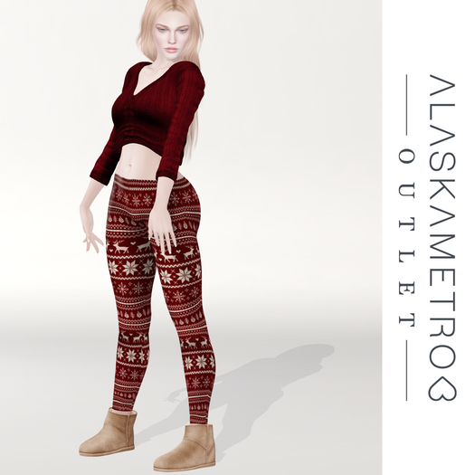 a<3 Outlet "Nordica" bakes-on-mesh sweater leggings - Cranberry red