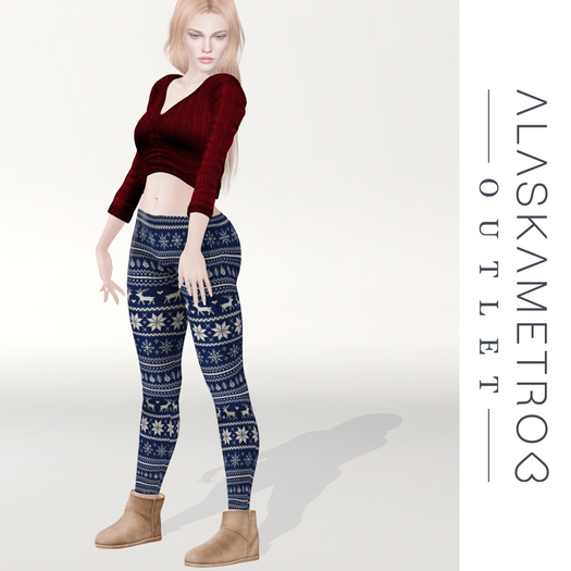 a<3 Outlet "Nordica" bakes-on-mesh sweater leggings - Dusk blue