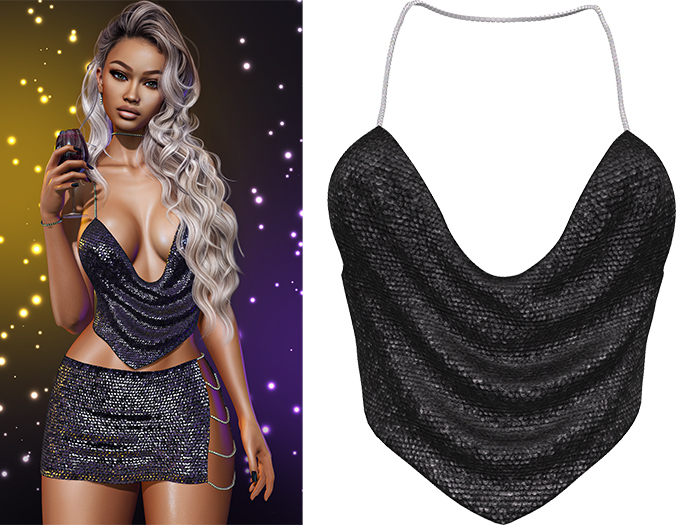 Geri New Year's Eve Sequin Halter Top 2.0 [Black] - Maitreya Lara • LaraX • Petite • PetiteX • Legacy • Reborn