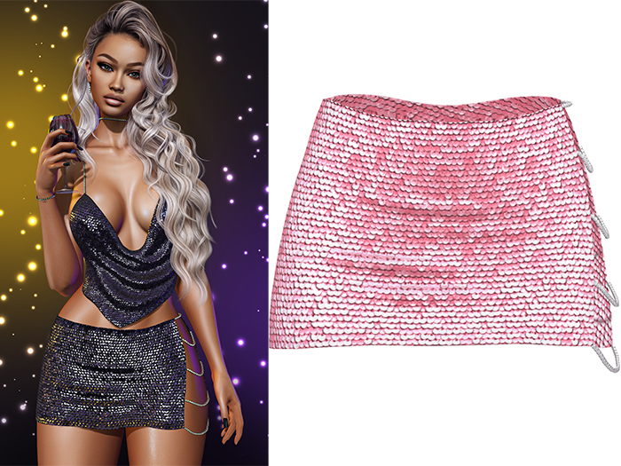 Geri New Year's Eve Sequin Skirt 2.0 [Light Pink] - Maitreya Lara • LaraX • Petite • PetiteX • Legacy • Reborn