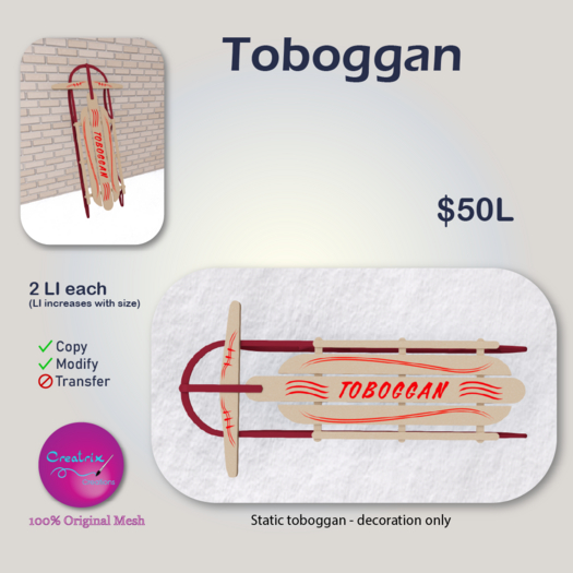Toboggan by Creatrix Original Mesh