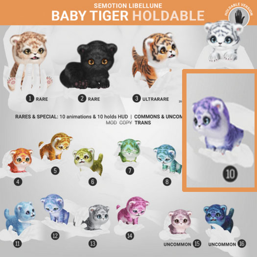 SEmotion Libellune Baby Tiger Holdable COMMON 10