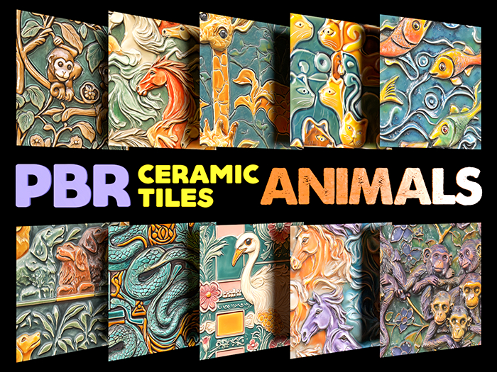 EA Design ♦ PBR - Ceramic Tiles - Animals - Set 01