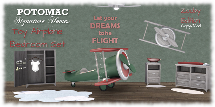Potomac - Toy Airplane Bedroom Set Zooby Edition