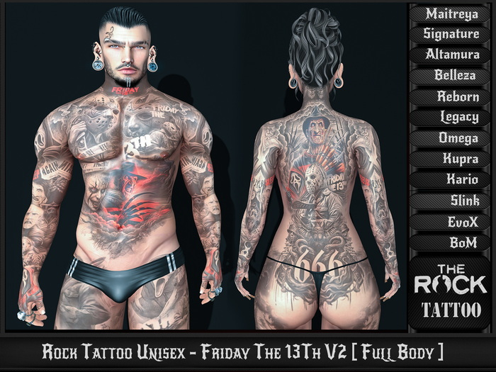 Rock Tattoo Unisex - Friday The 13Th V2 [ Full Body ]