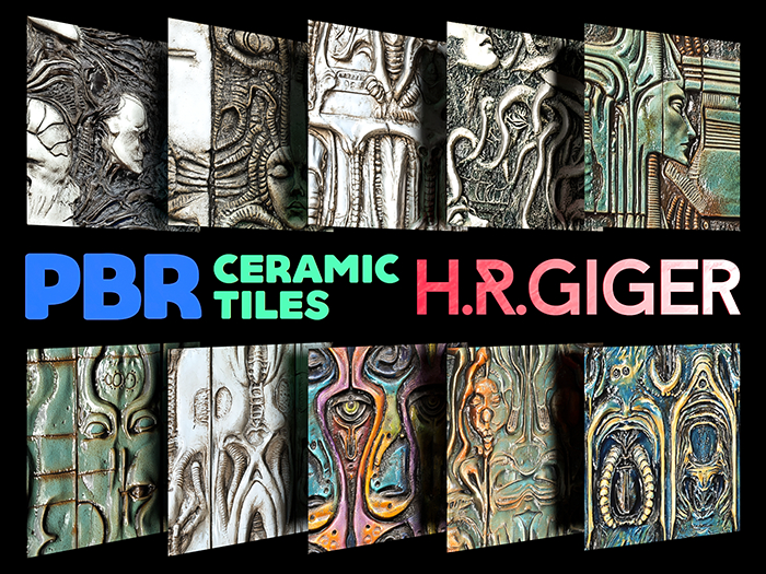 EA Design ♦ PBR - Ceramic Tiles - H.R.Giger - Set 01