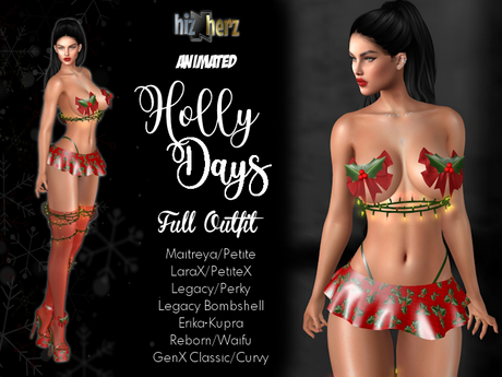 Second Life Marketplace - hizNherz Holly Days Outfit (Animated)