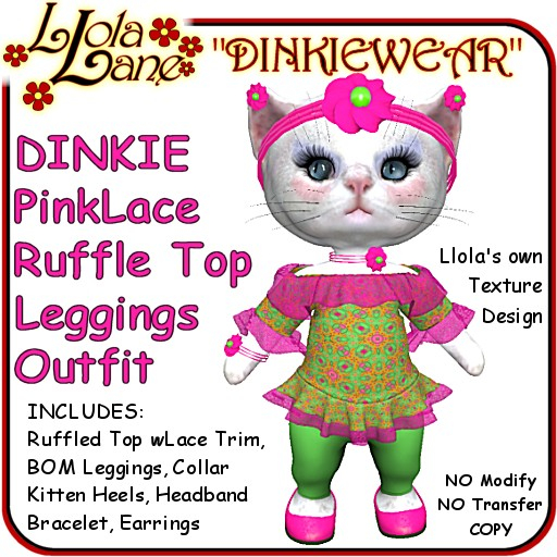 dinkie tiny DINKIEWEAR pinklace RUFFLES TOP wBOM LEGGINGS OUTFIT
