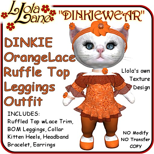 dinkie tiny DINKIEWEAR orangelace RUFFLES TOP wBOM LEGGINGS OUTFIT