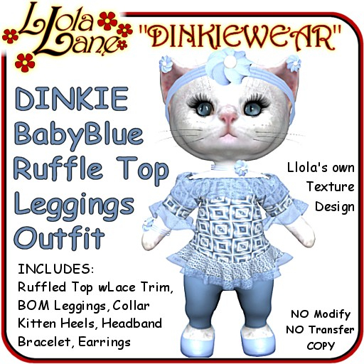 dinkie tiny DINKIEWEAR babyblue RUFFLES TOP wBOM LEGGINGS OUTFIT