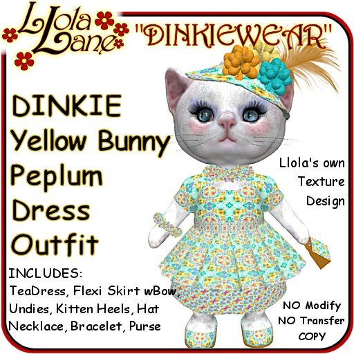 dinkie tiny DINKIEWEAR Yellow Bunny Peplum Dress Outfit