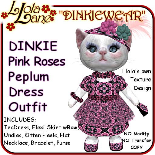 dinkie tiny DINKIEWEAR Pink Roses Peplum Dress Outfit