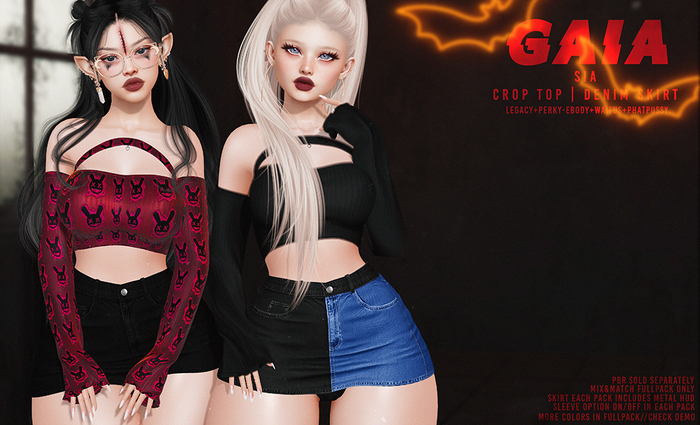 Gaia - demo sia crop top denim skirt