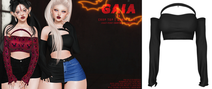 Gaia - sia crop top - black